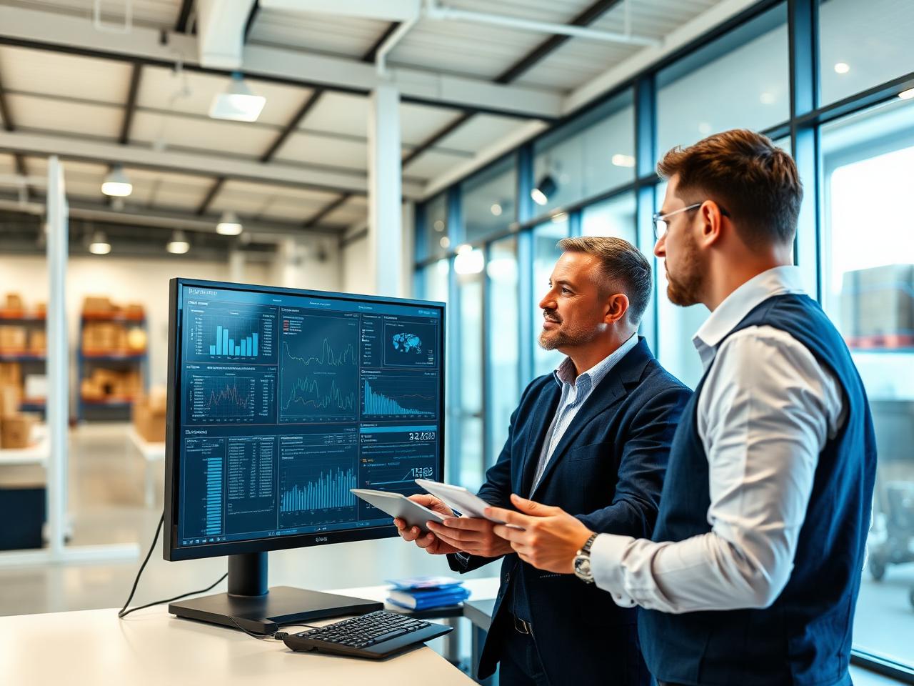 Equipe de operações logísticas analisando indicadores