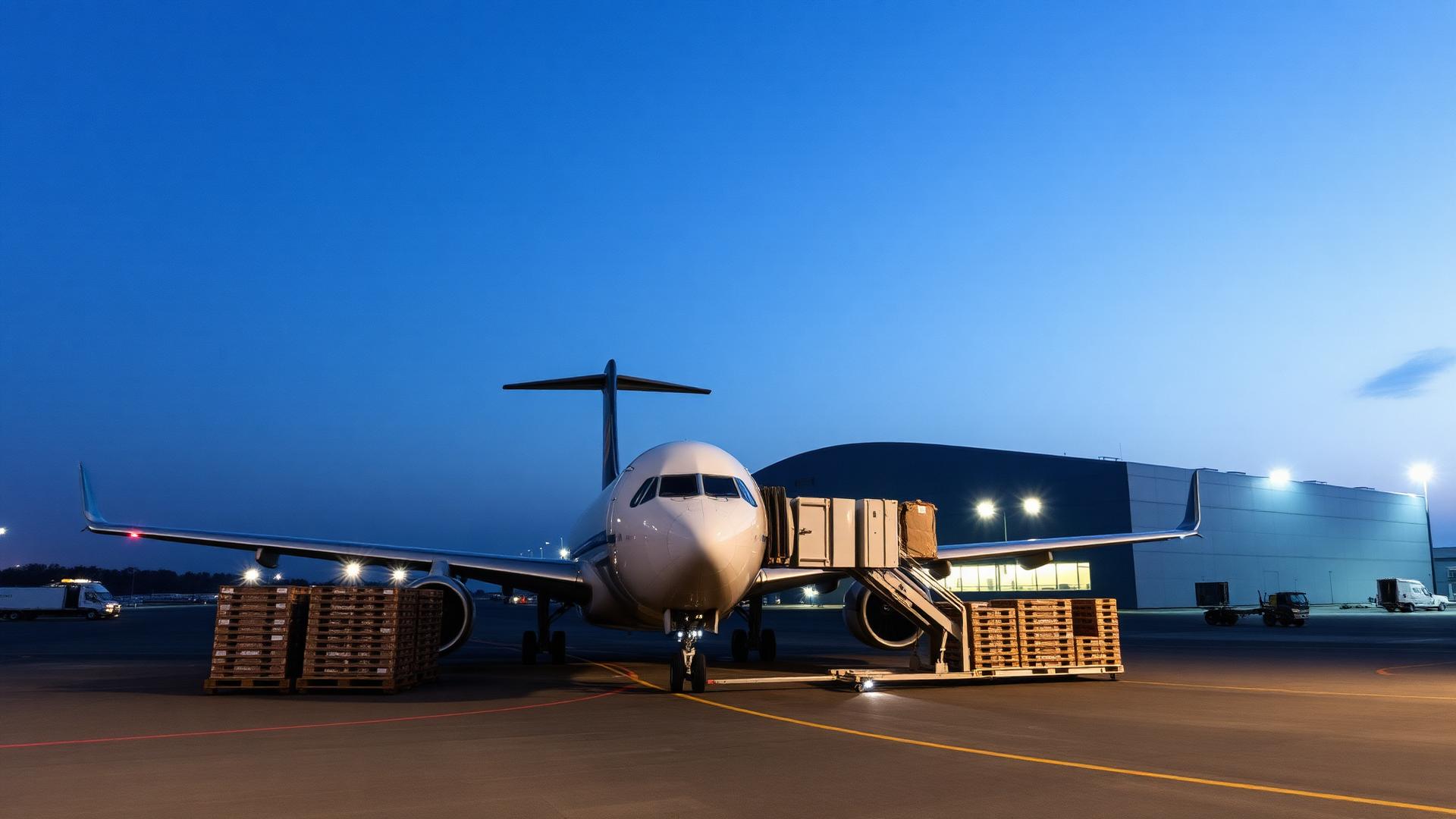 Centro logístico com avião cargueiro
